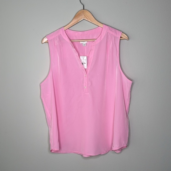 J. Crew Factory Sleeveless V-neck Popover Top in Pink Size XL NWT - Picture 1 of 6
